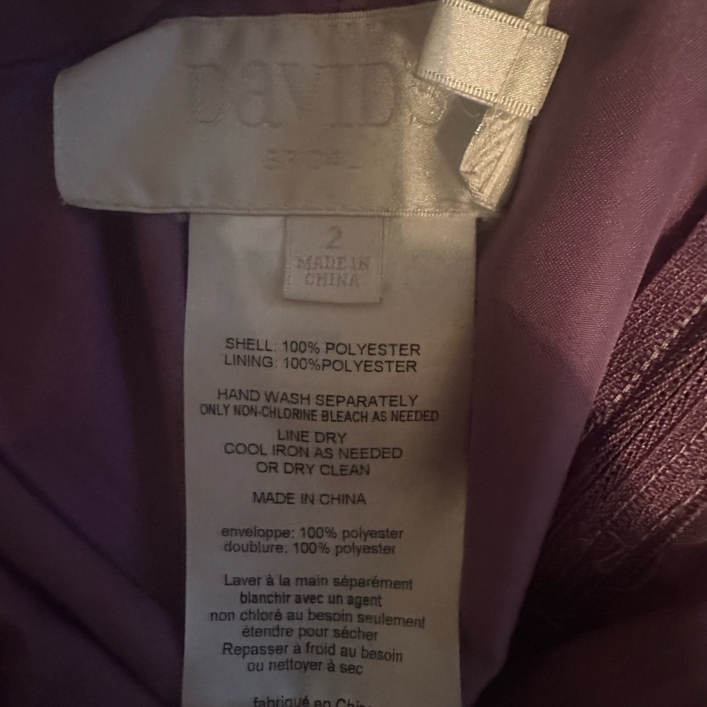 Plunge V-Neck Crinkle Chiffon Women's Bridesmaid Dress in Wisteria, Size 2 - Picture 3 of 4
